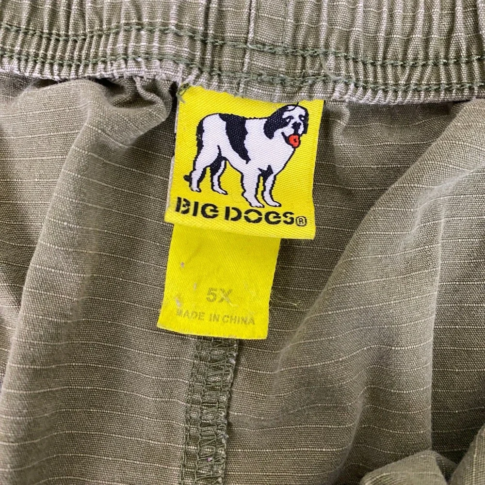 Big Dogs Cargo Shorts Mens 5X Olive Green Cotton Ripstop Elastic Waist *Wear*
